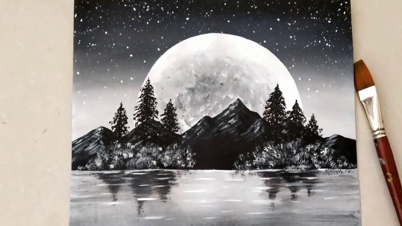 Black & White | Easy Landscape Painting for beginners | Acrylic