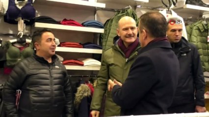 Bakan Soylu Kar Yağış Altında Esnafı Ziyaret Etti
