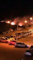 Vegetação pega fogo após disparos de fogos de artifício em Guriri