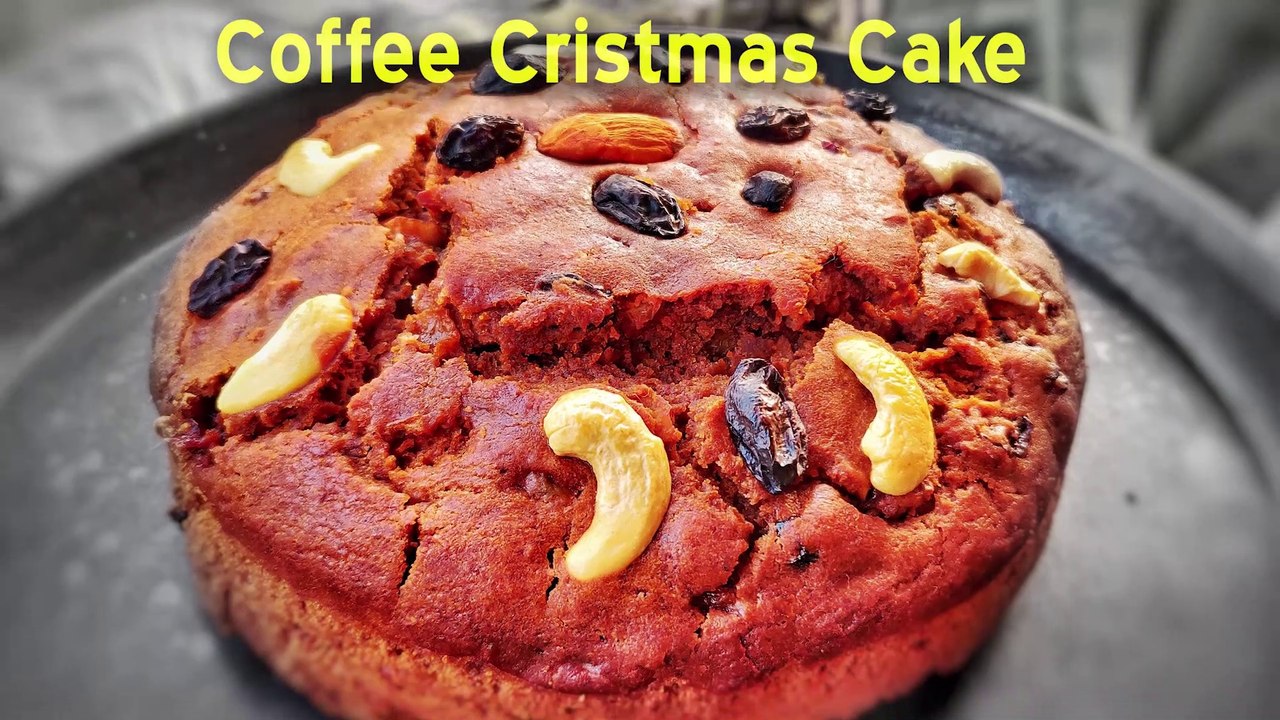 SlowMo Prep of Coffee Christmas Cake in Convection Microwave • Eggless