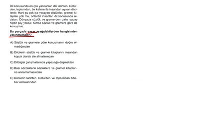 Sıradışı Analiz Yayınları TYT 1. Deneme Sınavı - Türkçe 35. Soru