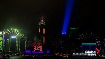 New Year's 2020- Hong Kong skyline illuminated with electric light show - FULL