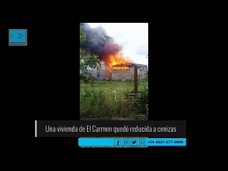 Una vivienda de El Carmen quedó reducida a cenizas