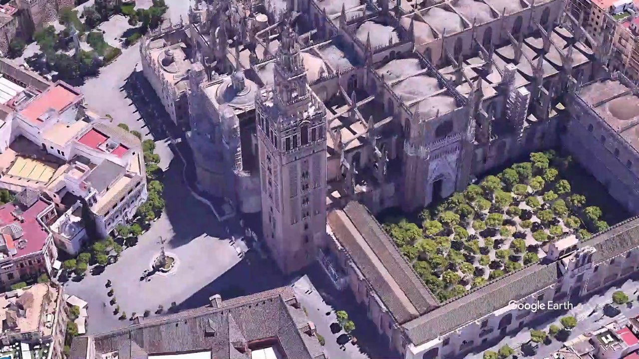 VISITA AEREA VIRTUAL - LA GIRALDA - SEVILLA- GOOGLE EARTH STUDIO