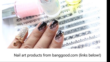 The Lady in Black! __  Water Decals __ Lace Nail Art Designs!
