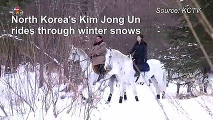 North Korean TV broadcasts video of Kim on horseback in winter snows