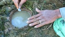 Strange Experiment-Fishing With Chemical Rocks Catch Fishes From Hole