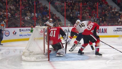Evgenii Dadonov scores after puck miraculously goes through defender's skate
