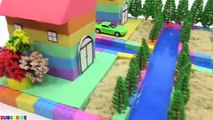 Learn Colors and How To Make Four Houses  River with Kinetic Sand  Mad Mattr  Slime