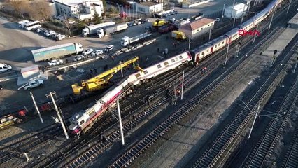 Ankara'da doğu ekspresi treni raydan çıktı -drone