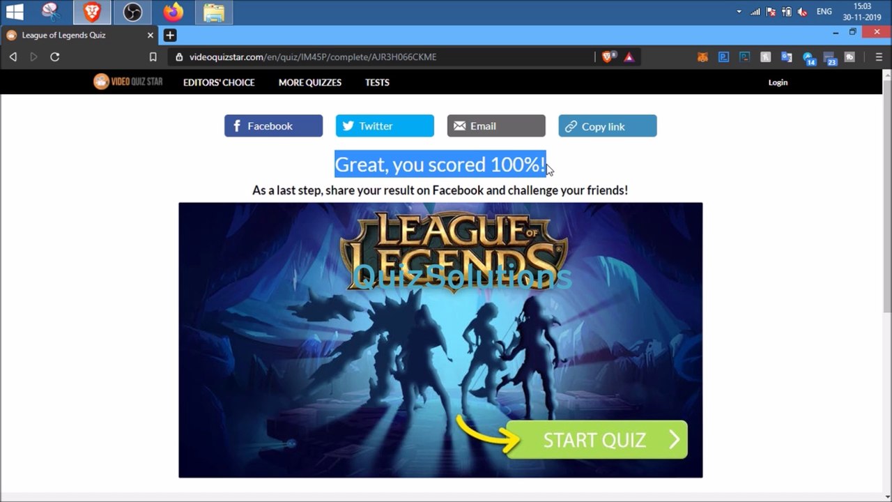 Videoquizstar League of Legends Quiz Answers 10 Questions Score 100% Video QuizSolutions