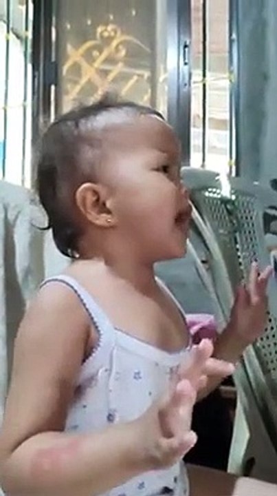The baby is singing