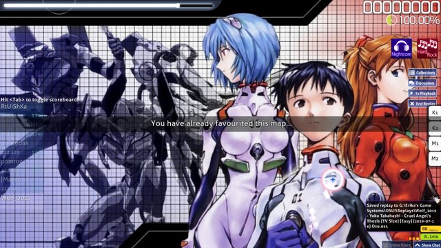 Osu! •UNL• ~ GamePlay ~ Replay Cruel Angel's Thesis TV Size Easy NIGHTCORE ~ Osu! App ~ 1080pᴴᴰ ~ 2019 ~ W10