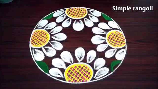 Amazing & simple rangoli for new year 2020 - best pongal kolam - colour freehand muggulu