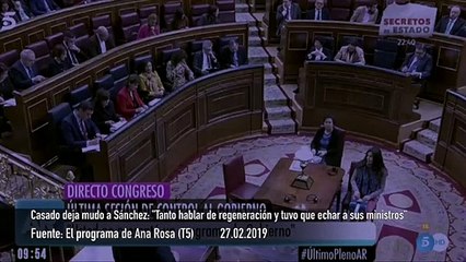 Casado avergüenza a Pedro Sánchez en su último pleno: "Prometió regeneración y ha tenido que echar ministros"