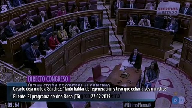 Casado avergüenza a Pedro Sánchez en su último pleno: Prometió regeneración y ha tenido que echar ministros