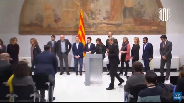 Torra realiza una declaración institucional en el Palau de la Generalitat