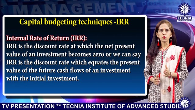 MBA || Ms. Sonia Madan || Capital Budgeting Techniques || TIAS || TECNIA TV