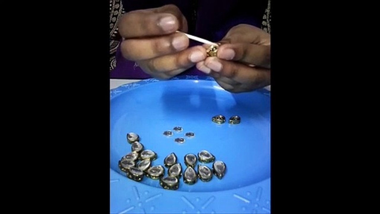 How to fix kundan stones in jewellery base in hindi for beginner