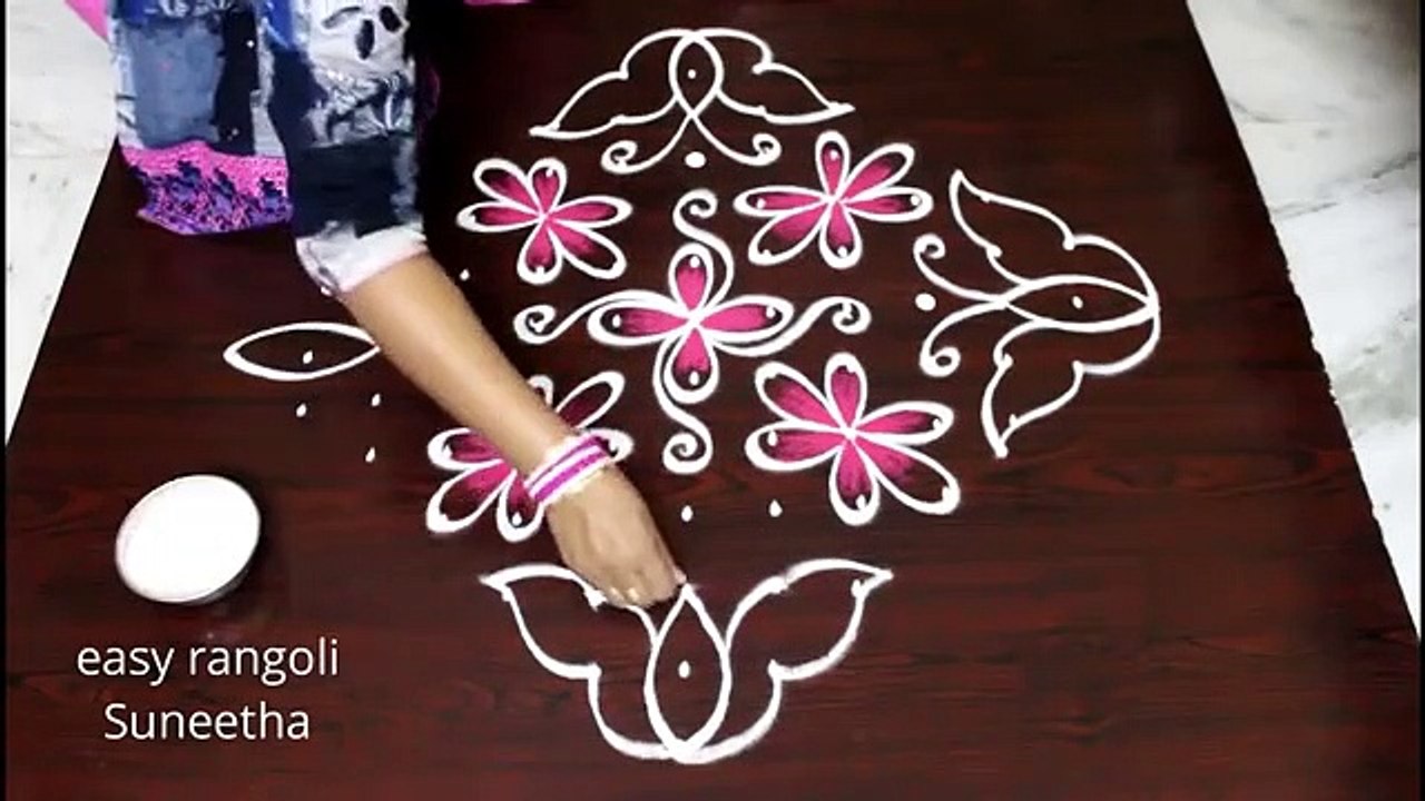 Amazing 13 dots color Butterfly rangoli and kolam designs for Pongal    Latest Sankranthi muggulu