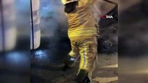 Esenler’de park halindeki servis minibüsü alev alev yandı