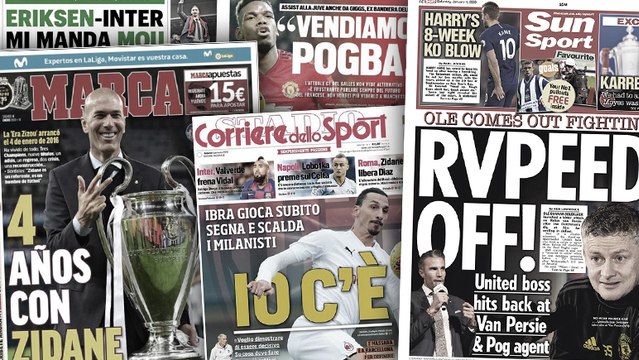 La presse madrilène célèbre les 4 ans de Zidane au Real, Ole Gunnar Solskjaer dézingue Robin van Persie