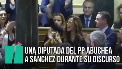 Una diputada del PP, abuchea a Pedro Sánchez durante su discurso