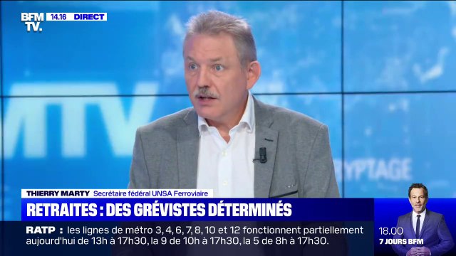 Retraites: Thierry Marty (UNSA Ferroviaire) dit avoir espoir de commencer vraiment à négocier et à chercher un compromis