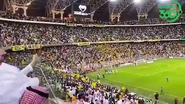 فرحة جماهير النصر بهدف عبدالرزاق حمدالله كأس السوبر السعودي النصر والتعاون السوبر @AbdulmajedTalib