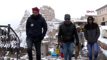 Nevşehir kar, kapadokya'da güzel görüntüler oluşturdu