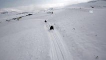 Kar yağışı ve tipi nedeniyle kapanan köy yolları açılıyor (2)