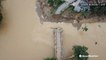 Bridge destroyed by floods in Indonesia