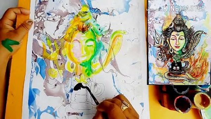 Marbal painting of God/Oil and water colour painting