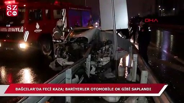 Bağcılar'da feci kaza! Otomobile ok gibi saplandı
