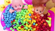 Learn Colors MandMs Chocolate Baby Doll Bath Time Nursery rhymes for kid children