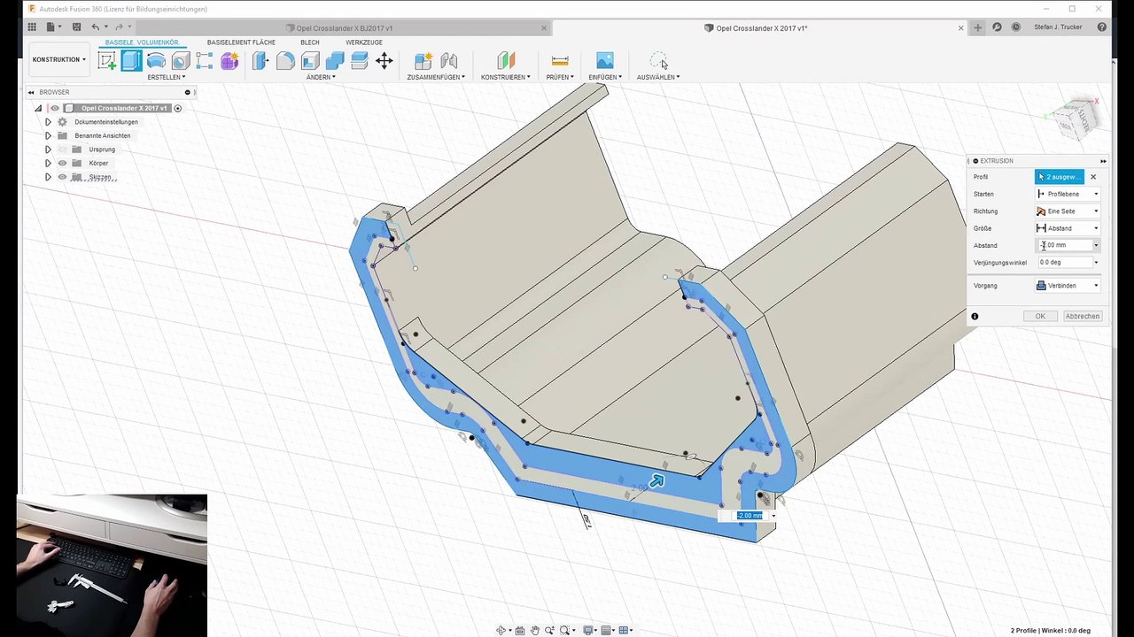 Autodesk Fusion 360 Zeitraffer, Ersatzteil Opel Crosslander X 2017