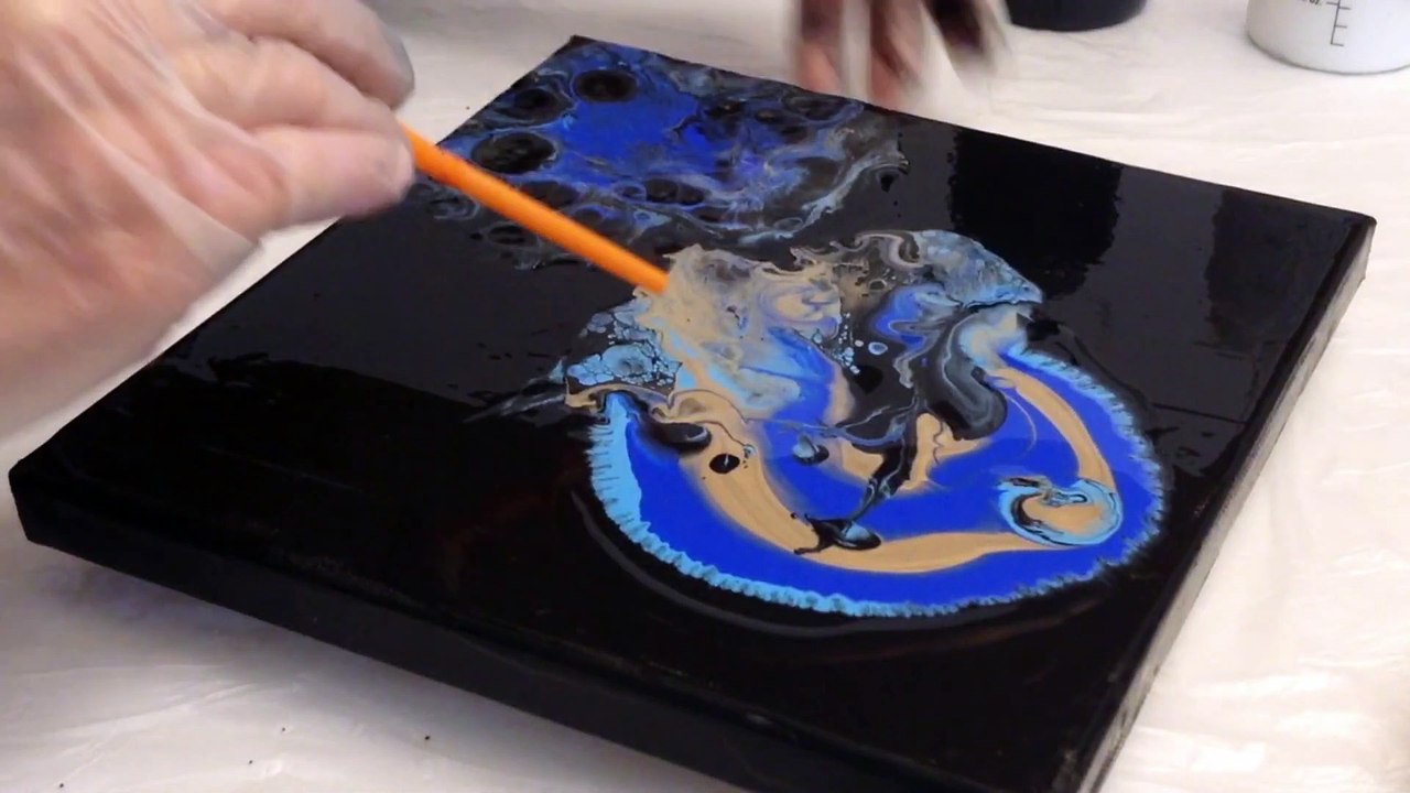 Dutch Pour with a Straw -  Nebula  - Easy Acrylic Straw Blown Dutch Pour Technique