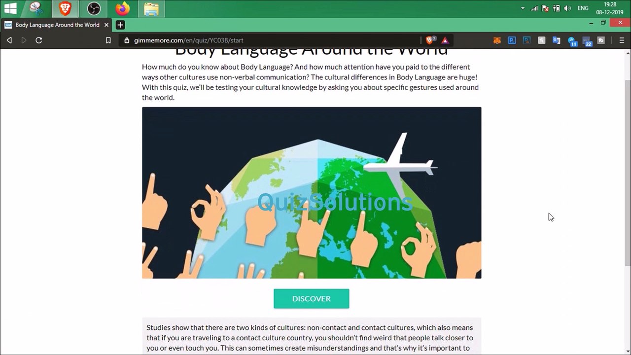 Gimmemore Body Language Around the World Answers 5 Questions Score 100% Video QuizSolutions