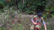 Primitive Life - Ethnic girl eating fruit natural food and meeting Forest p