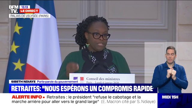 Sibeth Ndiaye souhaite un compromis rapide sur la réforme des retraites