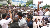 Ram Charan Craze In Vijayawada | Mega Fans Grand Welcome To Ram Charan