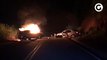 Carro pega fogo em acidente em Linhares