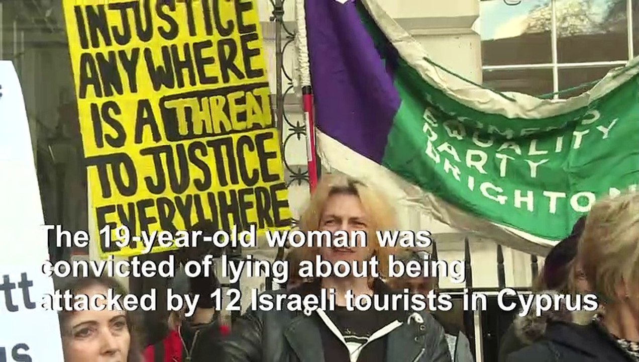 Protest in London in support of British woman in Cyprus rape claim case
