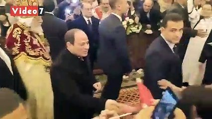 استقبال حافل للرئيس السيسي في كاتدرائية ميلاد المسيح بقداس عيد الميلاد