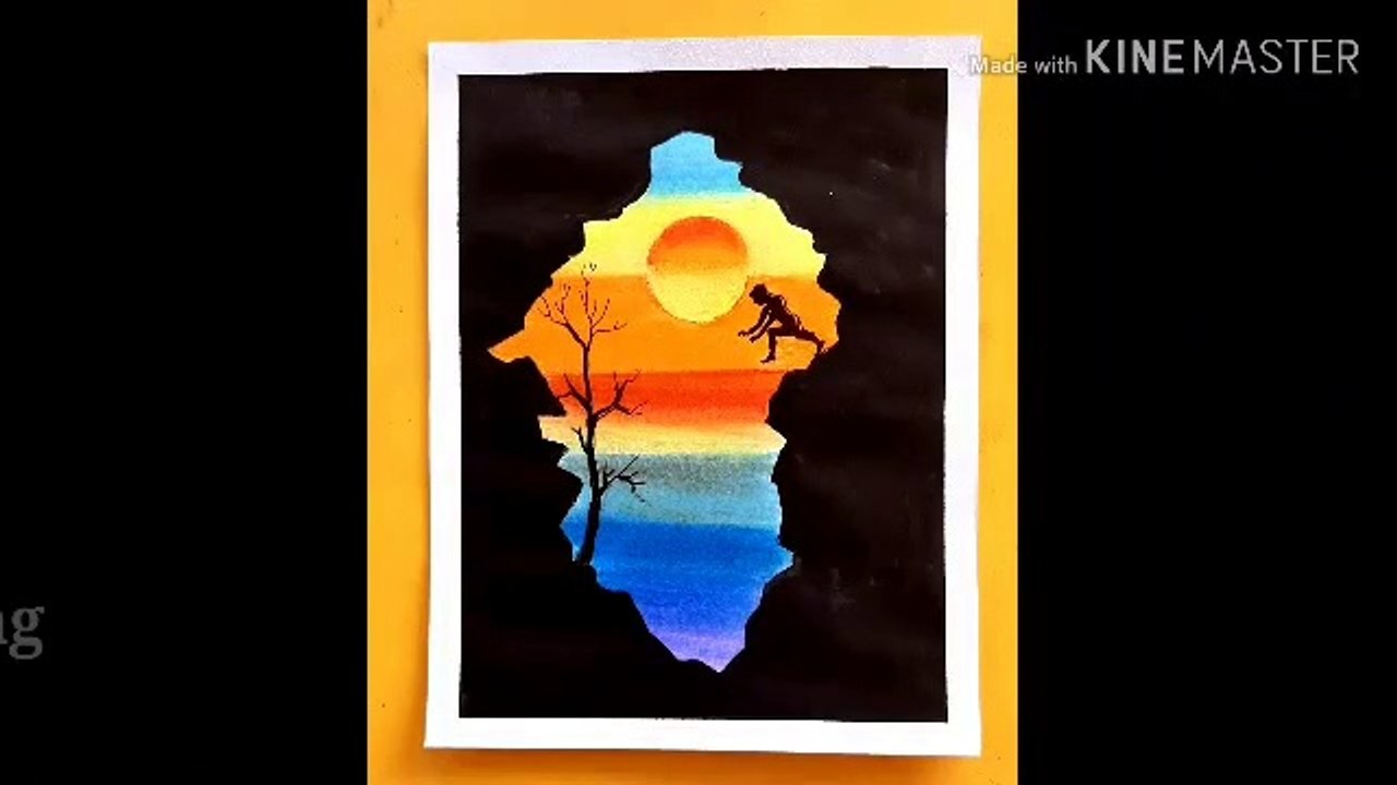How to draw a creative art easy  oil pastels colour