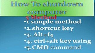 How to shutdown computer 5 method with CMD Cammand line using . Shortcut key  I'm indradev raja  अपने कंप्यूटर को शटडाउन करने का नियम पांच तरीका से कर सकते है सबसे आसान तरीका