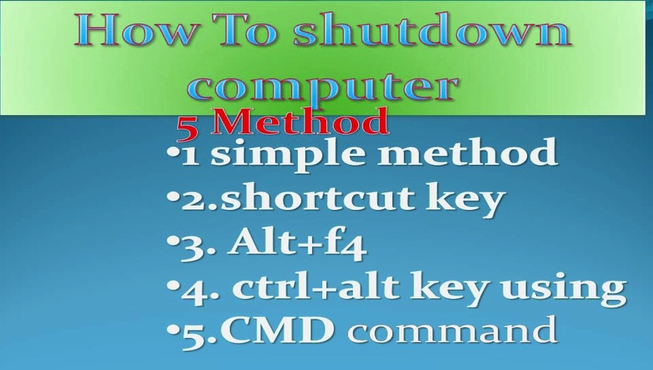 How to shutdown computer 5 method with CMD Cammand line using . Shortcut key  I'm indradev raja  अपने कंप्यूटर को शटडाउन करने का नियम पांच तरीका से कर सकते है सबसे आसान तरीका