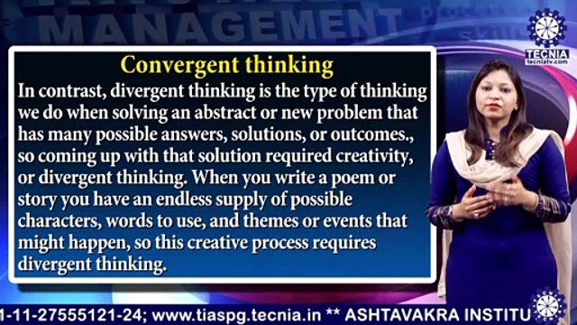 MBA || Dr. Kanika Gupta || Types of Thinking and Critical problem solving || TIAS || TECNIA TV