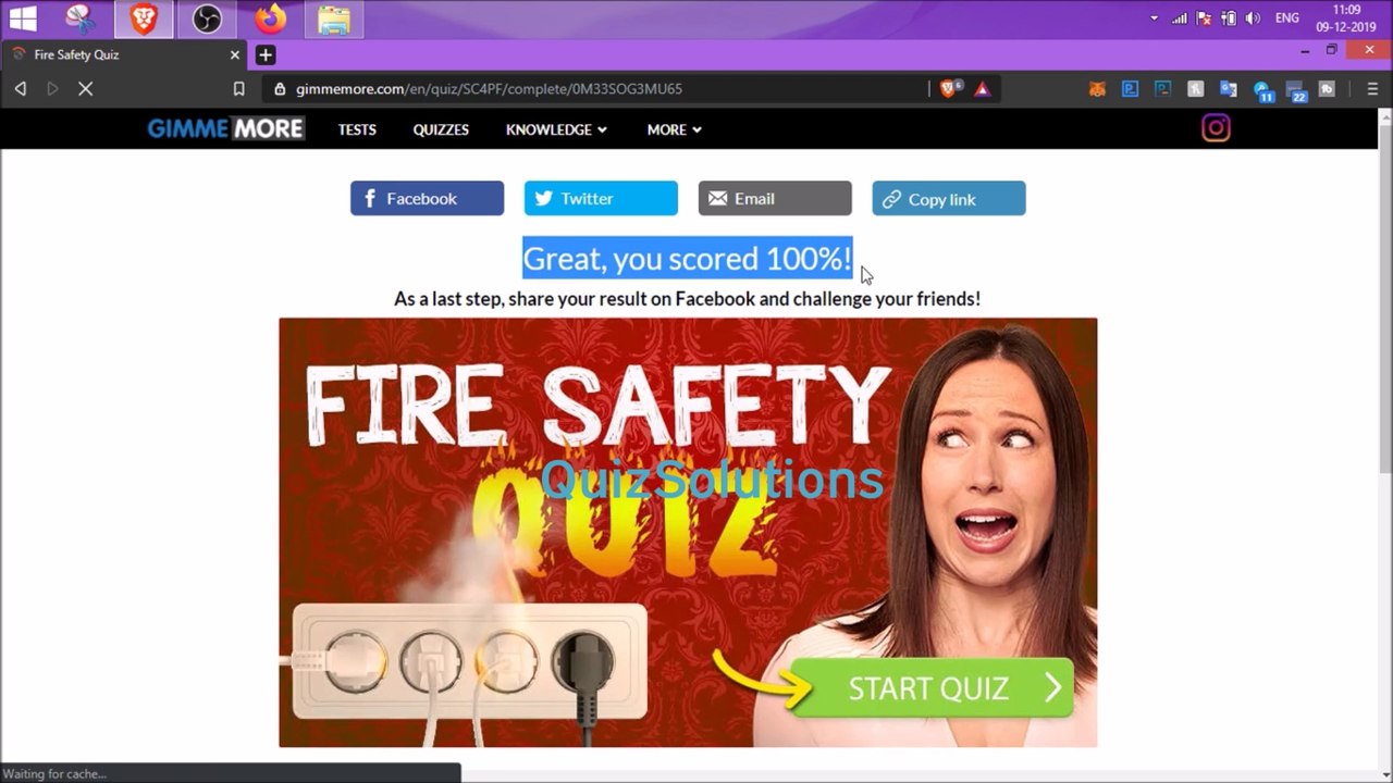 Gimmemore Fire Safety Quiz Answers 10 Questions Score 100 Video