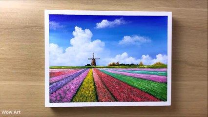 Daily Challenge #2 _⁄ Tulip Field Acrylic Painting